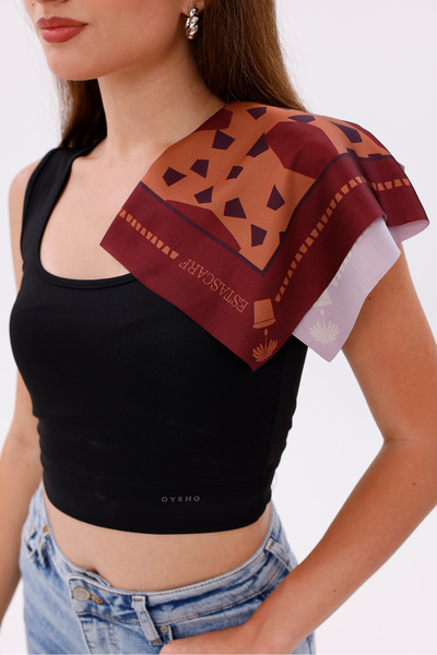 tarzınısec Dark Burgundy Terrazzo - Madrid Model Scarf Estascarf