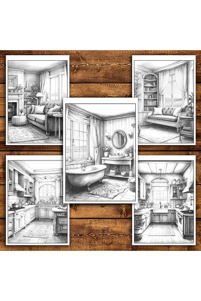 Legendary Gifts Anti-stress coloring book, 50 illustrations French Interiors, 106 pages