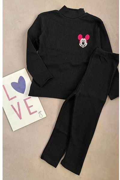 SANTRALBEBE Girls' Ribbed Turtleneck Leggings Set
