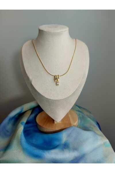 Kaan Accessoire قلادة من الفولاذ المقاوم للصدأ بتصميم سلسلة من الزركون وإطار ...