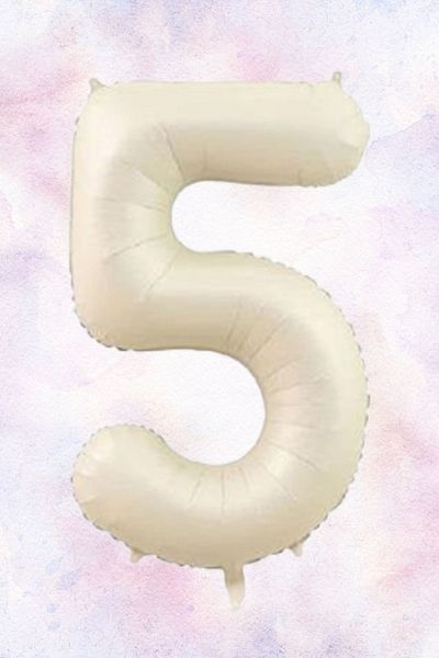 Atölye Mi 5 Year Old Girl Birthday Concept Retro Cream Number Happy Birthday Banner Balloon Chain Set
