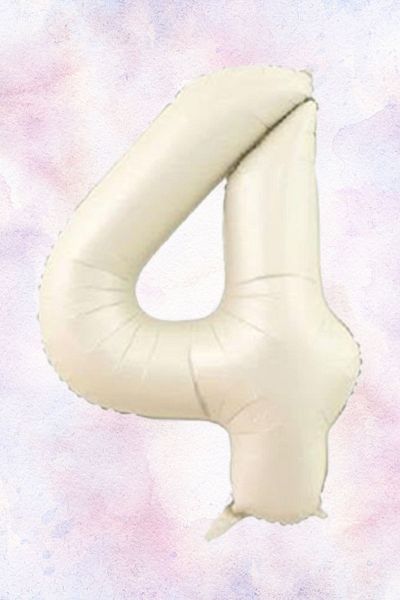 Atölye Mi 4 Year Old Girl Birthday Concept Retro Cream Number Happy Birthday Banner Balloon Chain Set