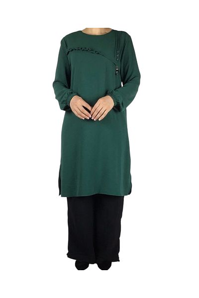 ECE GİYİM Women's Sport Tunic with Button and Stitching Detail on the Front