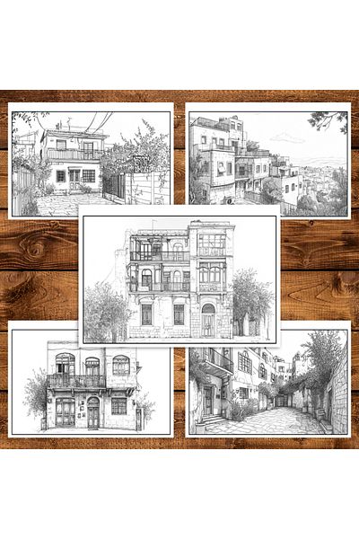 Legendary Gifts Anti-stress coloring book, 40 illustrations Mediterranean cottages, 86 pages