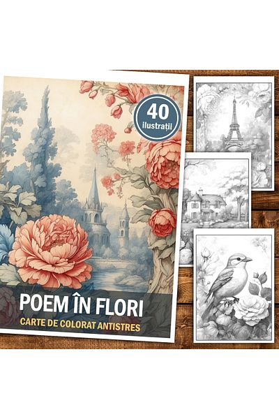 Legendary Gifts Anti-stress coloring book, 40 illustrations Poem in Flowers, 86 pages