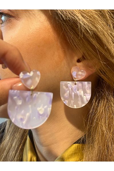 Accessories Hei Lila Epoxy Appearance Heart Detailed Dangle Daily Use Women's Earrings