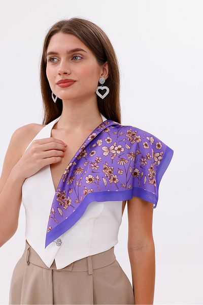 tarzınısec Fular Estascarf Model Roman cu Motiv Floral Mov