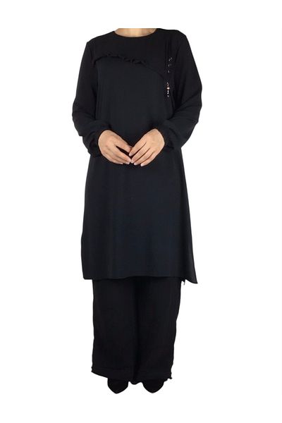 ECE GİYİM Women's Sport Tunic with Button and Stitching Detail on the Front