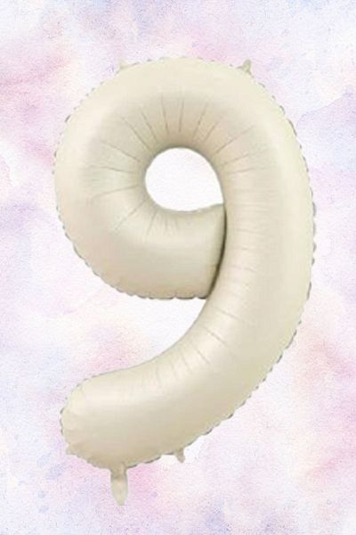 Atölye Mi 9 Year Old Girl Birthday Concept Retro Cream Number Happy Birthday Banner Balloon Chain Set