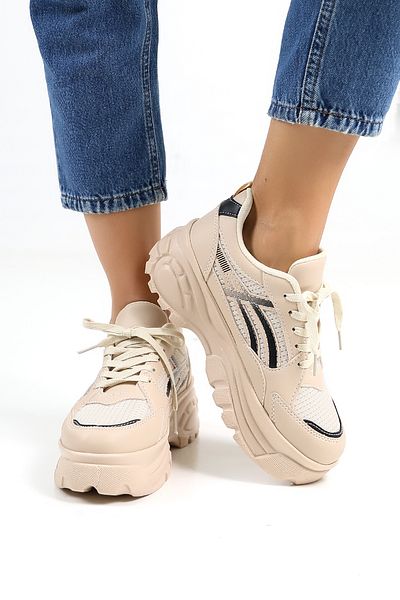 Encool Pantofi casual de damă bej, cu talpă înaltă elegantă - cu opțiuni de culoare