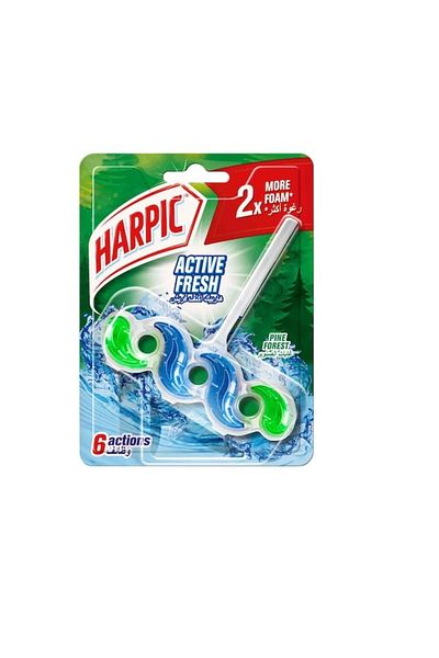 Harpic Active Fresh Pine Forest Toilet Cleaner Rim Block, Toilet Freshener, 35 g