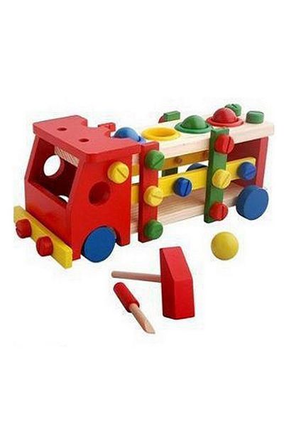 İSP Multifunctional, Interactive and Educational Wooden Toy, car type, with screwdriver, screws,