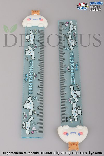 Cınnamoroll Licensed Cinnamorol "Single" Ruler 15 cm with Dekomus "Dekomus Wet Wipes Gift"