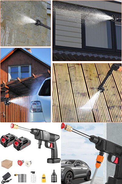 Yu Su Tools 48V Şarjlı Çift Bataryalı Basınçlı Yıkama Tabancası Araba Temizliği Bahçe Sulama Süper Güçlü Set
