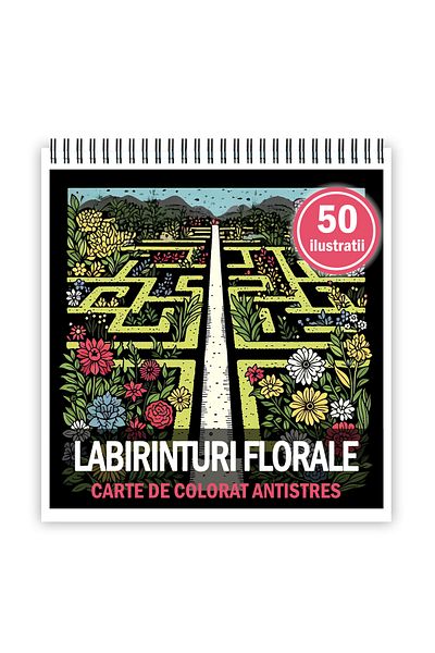 Legendary Gifts Mini coloring book for relaxation and anti-stress, 50 illustrations Floral Labyrinths, 106 pages