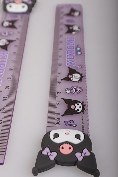 kuromi Licensed "Single" Ruler 15 cm with Dekomus "Dekomus Wet Wipes Gifted"