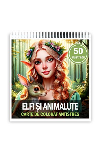 Legendary Gifts Mini coloring book for relaxation and anti-stress, 50 illustrations of Elves and animals, 106 pages