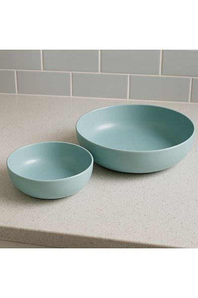 Kulvar 2 Pcs Pearl Mood Kütahya Series 15cm +20 cm Bowl Turquoise