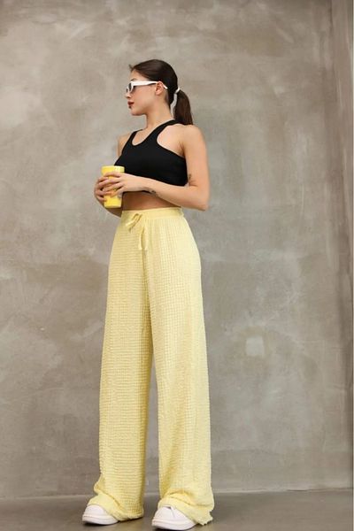 Butik High Waist [Gofre] Pants with Bolts