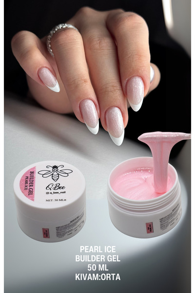 QBEE PROFESSIONAL 50 ml Protez Tırnak Jeli Builder Gel Simli-Glitter Pearl Ice