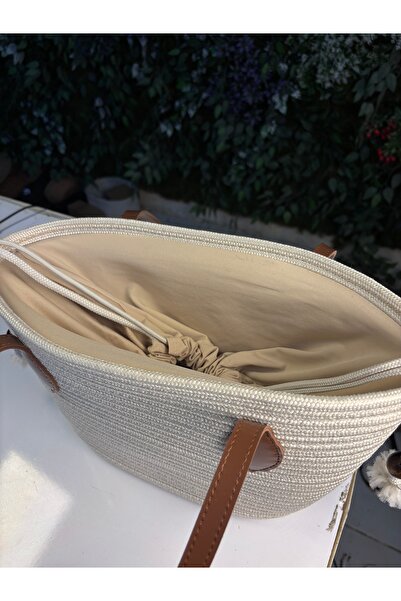 MaVaux Τσάντα ώμου Miami Straw Look με εσωτερική επένδυση με ειδική λαβή