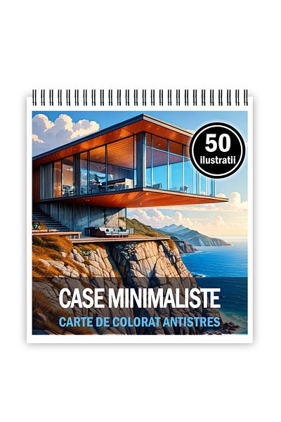 Legendary Gifts Mini coloring book for relaxation and anti-stress, 50 illustrations of Minimalist Houses, 106 pages