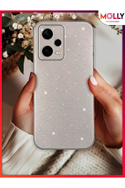 Molly Xiaomi REDMİ NOTE 12 PRO 5G İçin Gümüş Berry Simli ve Parıltılı Parlak ...