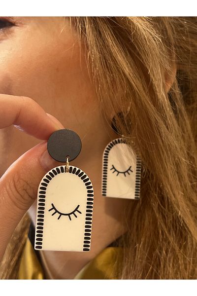 Accessories Hei Black and White Closed Eye Figured Cute Daily Use Dangle Women's Earrings