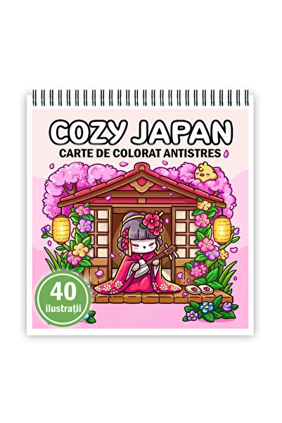 Legendary Gifts Carte de colorat antistres, 40 de imagini Cozy Japan, 86 pagini