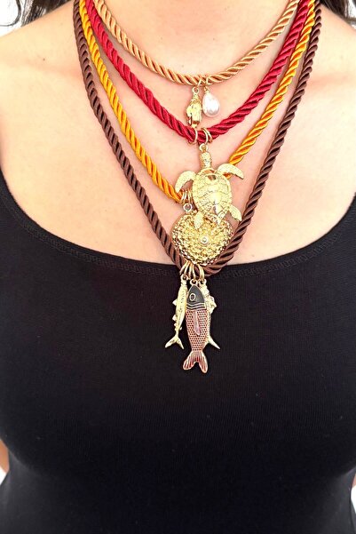 Angels And Wings Hasır Kaplumbağa Balık İnci Model Yazlık Kolye