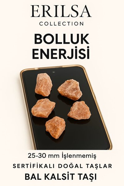 Erilsa Sertifikalı Ham İşlenmemiş Orta Bal Kalsit Taşı Kütle Duygusal Denge S...