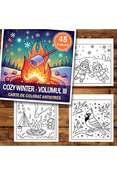 Legendary Gifts Mini coloring book, 45 illustrations Cozy Winter - Volume III, 96 pages