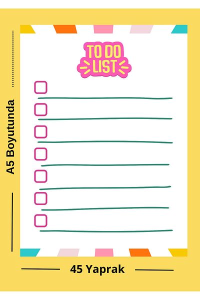 Ez&Tu Stıcker Pop Color A5 to Do List |   Cheerful Memo Pad - 45 Sheets