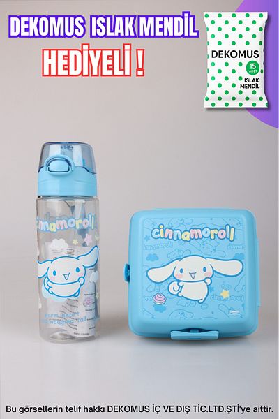Cınnamoroll New Season Licensed Cinnamorol with Dekomus 500 ml Bottle and 2-Layer Lunch Box / Lunch Box "Wet