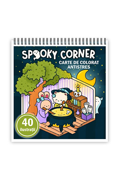 Legendary Gifts Carte de colorat antistres, 40 de imagini Spooky Corner, 86 p...