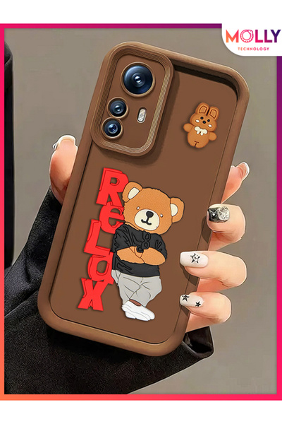 Molly Xiaomi REDMİ NOTE 12S İçin Fallow Brown Kenarları Kalın 3d Kabartmalı T...