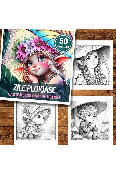 Legendary Gifts Mini coloring book for relaxation and anti-stress, 50 Rainy Days illustrations, 106 pages