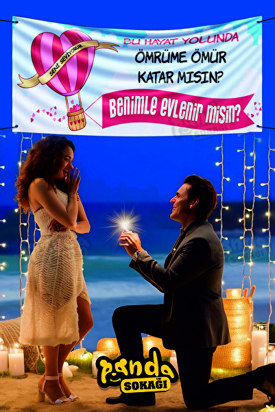 PANDA SOKAĞI Evlilik Teklifi Afişi Özel Gün Pankartı Evlilik Teklifi Afişi Öz...