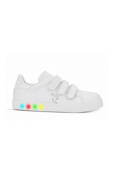 ROCKY SPORT Simple Children's Velcro Orthopedic Comfortable Light Sole White Lighted Sports Shoes Sneaker