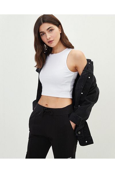 buğlem collection Women's White Camisole Fabric Wide Strap Crop