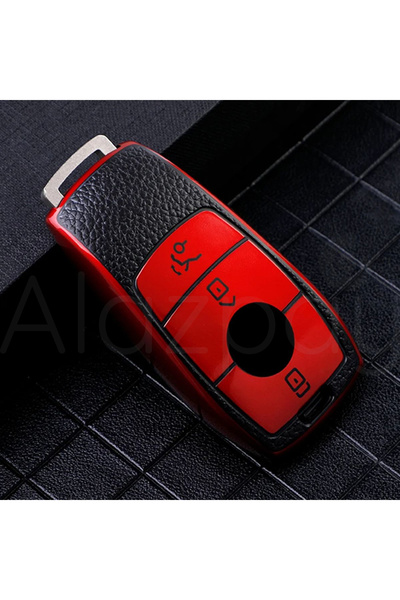 Alazpay Husă pentru chei din TPU cu aspect piele pentru Mercedes A B C E S G ...