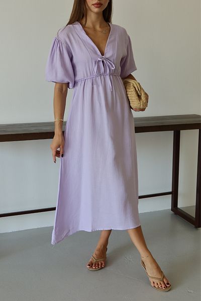Mogi Butik 3090 Basic Front Tie Muslin Women's Dress