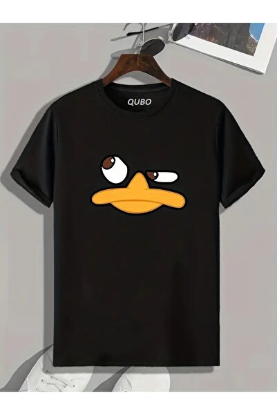 qubo sportswear & company qubo Unisex Oversize εμπριμέ βαμβακερό λαιμόκοψη κοντομάνικο μαύρο μπλουζάκι