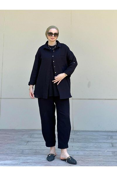 Ranasubaşı Muslin Shirt Set Rs-090 Black