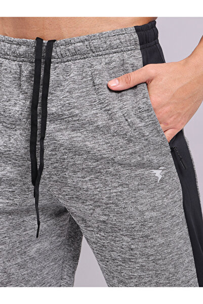 Technosport By Styli Melange Slim Fit Track Pants with Contrast Panel
