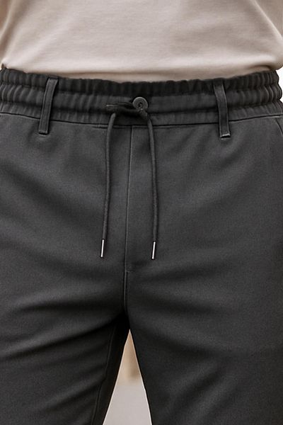 DAMGA JEANS Men's Elastic Waist Wide Leg Flexible Smoked Trousers