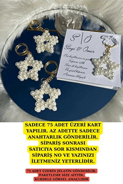 Emtory Home Söz Hediyelik 15 adet-İnci Yıldız Anahtarlık - Kına Hediyesi Nişa...