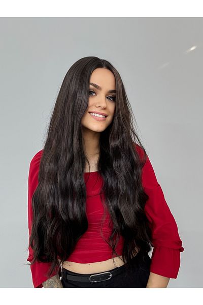 Fenomen Peruk Dark Brown Water Wave No Perceiwed Wig
