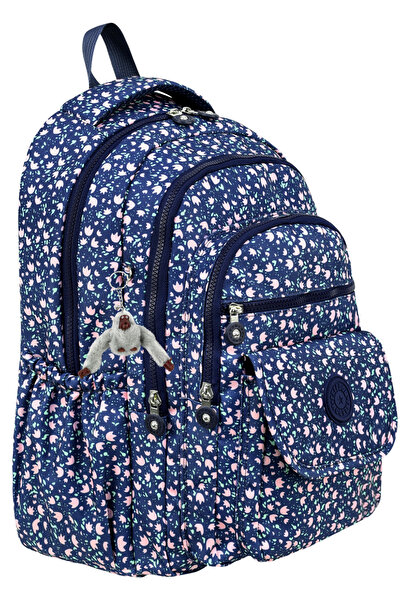 çantamgelsin حقيبة ظهر فاخرة منقوشة متوسطة الحجم مع هدية سلسلة مفاتيح على شكل...