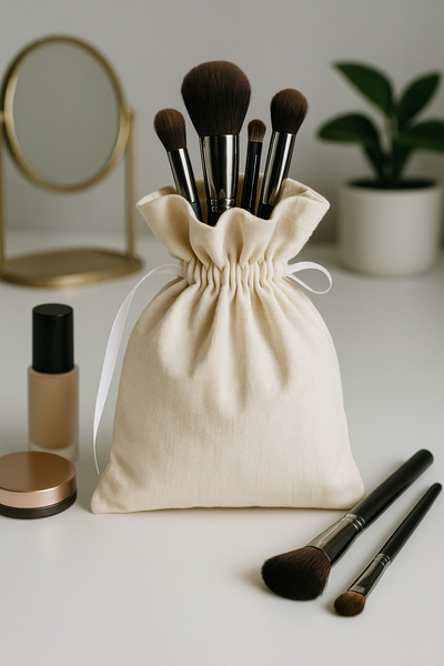 Misue Handmade %100 Pamuk Bez Kese 20x20 cm , Organik Makyaj Çantası, Hediye Kesesi, Altın Kesesi, Çok Amaçlı Kese